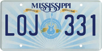MS license plate LOJ331