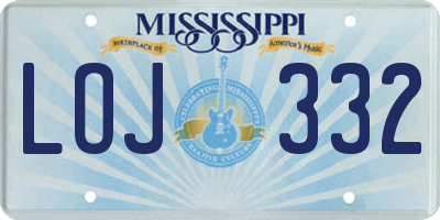 MS license plate LOJ332