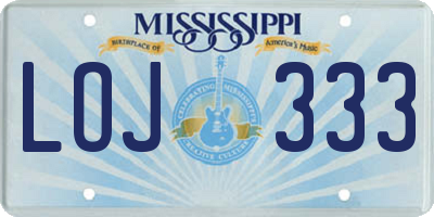 MS license plate LOJ333