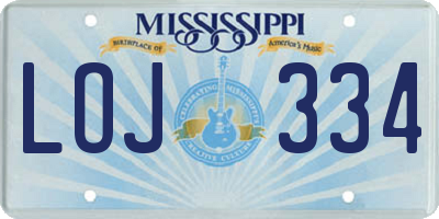 MS license plate LOJ334