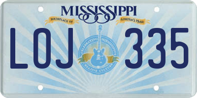 MS license plate LOJ335
