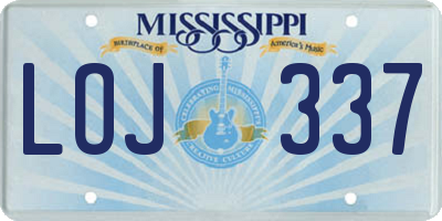 MS license plate LOJ337