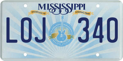 MS license plate LOJ340