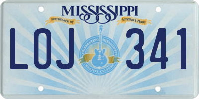 MS license plate LOJ341