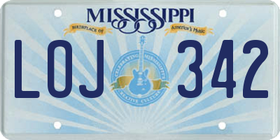 MS license plate LOJ342