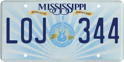 MS license plate LOJ344