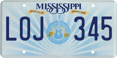MS license plate LOJ345