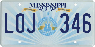 MS license plate LOJ346