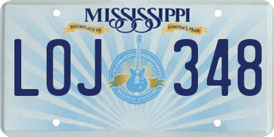 MS license plate LOJ348