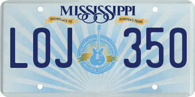 MS license plate LOJ350