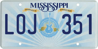 MS license plate LOJ351