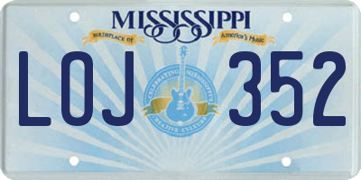 MS license plate LOJ352