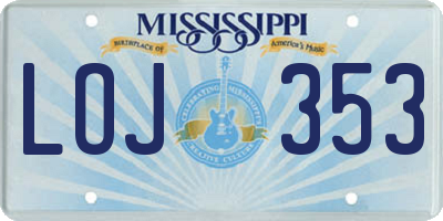 MS license plate LOJ353