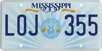 MS license plate LOJ355