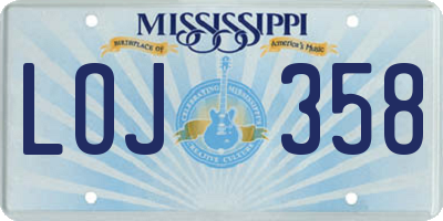MS license plate LOJ358