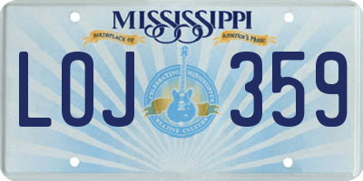 MS license plate LOJ359