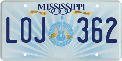 MS license plate LOJ362