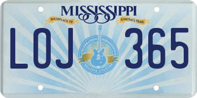 MS license plate LOJ365