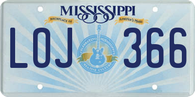 MS license plate LOJ366