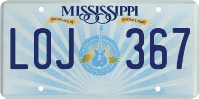 MS license plate LOJ367