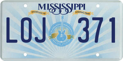MS license plate LOJ371