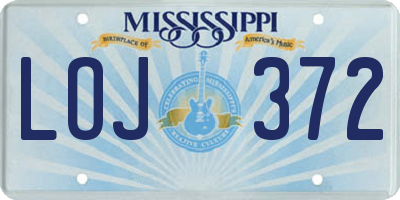 MS license plate LOJ372