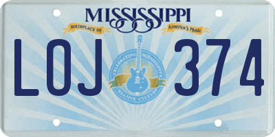 MS license plate LOJ374