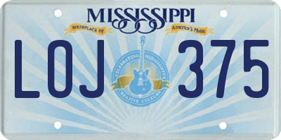 MS license plate LOJ375