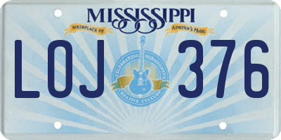 MS license plate LOJ376