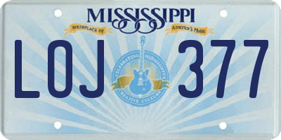 MS license plate LOJ377