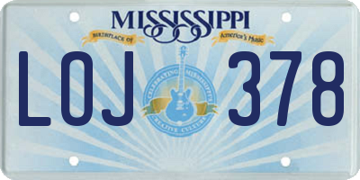 MS license plate LOJ378