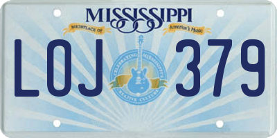 MS license plate LOJ379