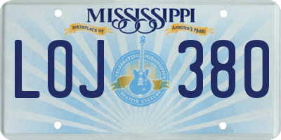 MS license plate LOJ380