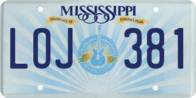 MS license plate LOJ381