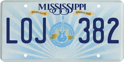 MS license plate LOJ382