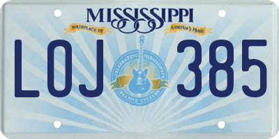 MS license plate LOJ385