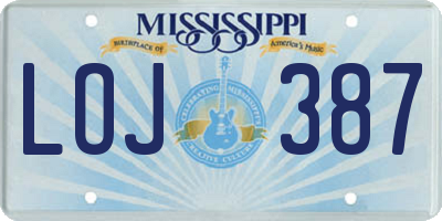 MS license plate LOJ387