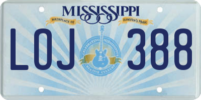 MS license plate LOJ388
