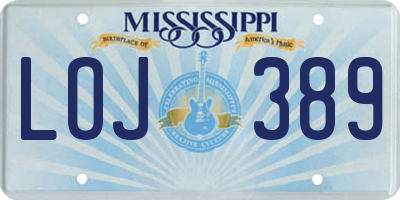 MS license plate LOJ389