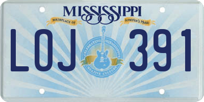 MS license plate LOJ391
