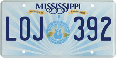 MS license plate LOJ392