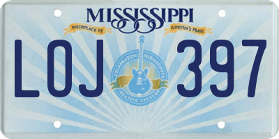 MS license plate LOJ397