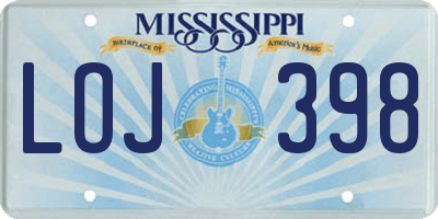 MS license plate LOJ398