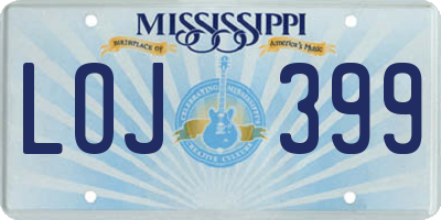 MS license plate LOJ399