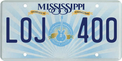 MS license plate LOJ400