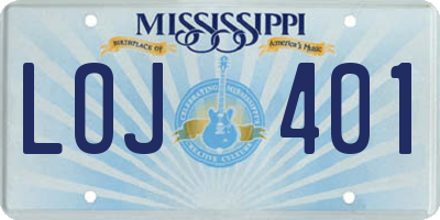 MS license plate LOJ401