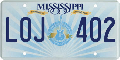MS license plate LOJ402