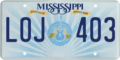 MS license plate LOJ403
