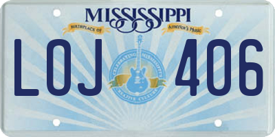 MS license plate LOJ406