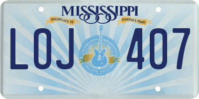 MS license plate LOJ407